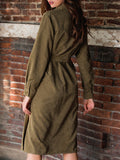 Long-sleeved Old-fashioned Lace-up Tooling Open-cut Dress