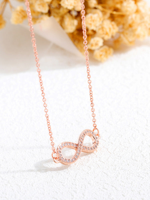 Copper Gold-plated Jewelry Women's Rose Gold Infinity 8 Word Clavicle Necklace