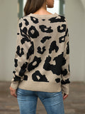 Leopard Sweater Round Neck Loose Pullover Sweater
