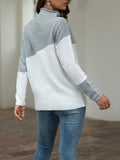 Irregular Sleeve Curling Half-high Collar Hit Color Pullover Sweater