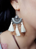 Fringed Fan Earrings Bohemian Silk Earrings
