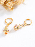 Fashion Crown With Zircon Earrings Copper Plated Gold Ladies Earrings