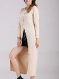 Long Sleeve Single-Breasted Long Knit Cardigan Solid Color Knit Jacket