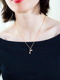 Copper Plated 18K Rose Gold Necklace Simple Hollow Love Clavicle Chain Butterfly Diamond Pendant