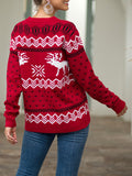 Christmas Knitwear Snowflake Fawn Jacquard Long Sleeve Pullover