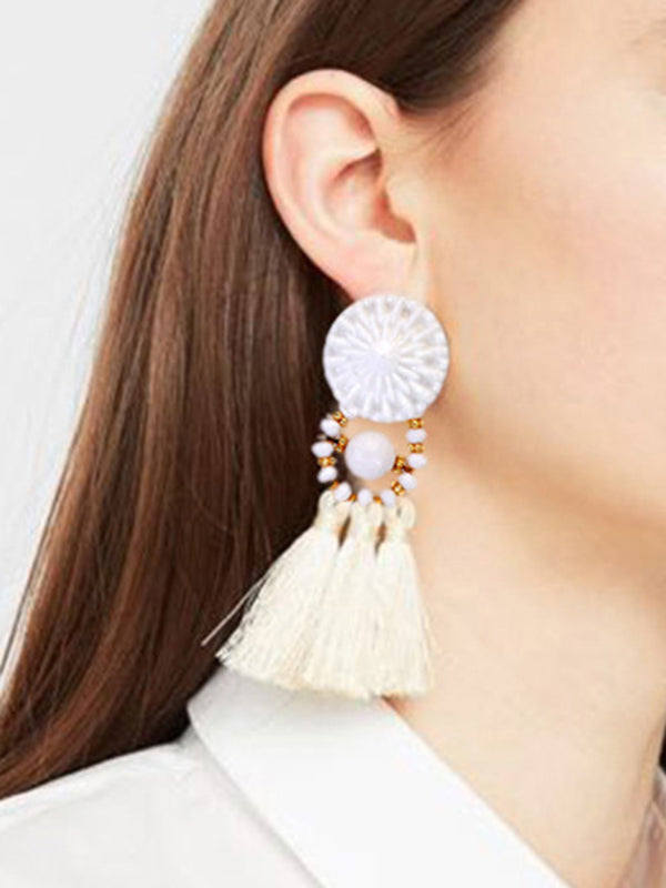 Multicolor Earrings Vintage Ethnic Tassel Silk Earrings
