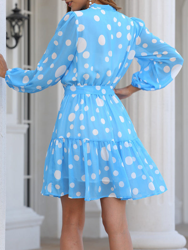 Polka Dot Printed Stitching Strap Dress