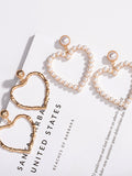 Vintage Peach Heart Love Earrings Pearl Hollow Earrings