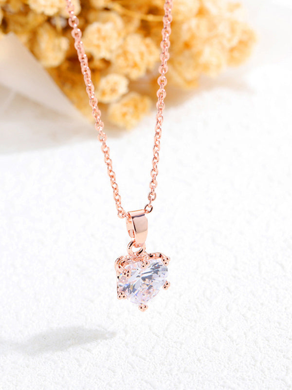 Copper Plated Jewelry Rose Gold Zircon Clavicle Necklace