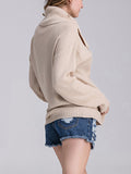 High-necked Loose-necked Solid Color Sweater Long-sleeved Knit Sweater