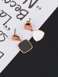 Black And White Classic Geometric Triangle Round Mother-of-pearl Asymmetric Earrings