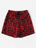 Red Leopard Straps Casual Shorts