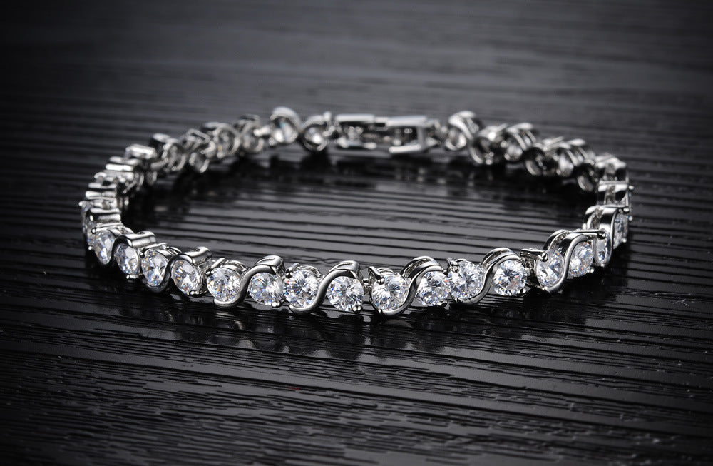 Simple Flash Diamond Platinum Girl Bracelet