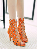 Cool Boots Cross Strap Stiletto High Heel Fashion Hollow Roman Cool Shoes Women's Shoes