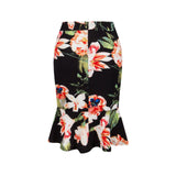 Sexy Lotus Leaf Fishtail Print Skirt