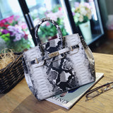 Platinum Snake Skin Leather Handbag Fashion Trend Shoulder Bag Foreign Trade Crepe Bag