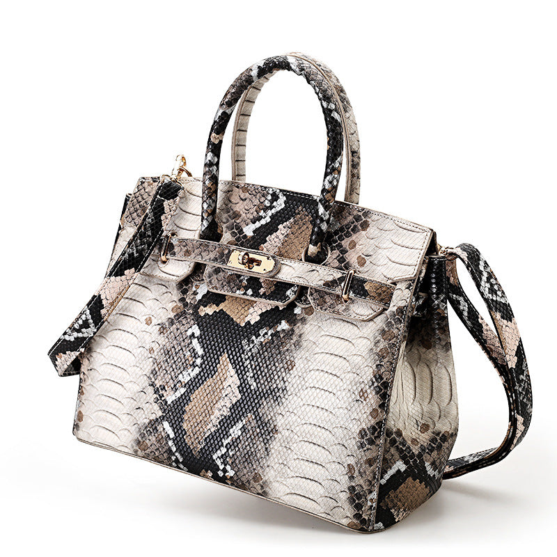 Platinum Snake Skin Leather Handbag Fashion Trend Shoulder Bag Foreign Trade Crepe Bag