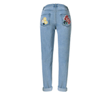 Embroidered Rose Women's Loose Denim Straight Pants