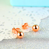 Fashion Titanium Steel Plated Rose Gold Small Golden Bean Stud Earrings Sweet Cute Bead Earrings