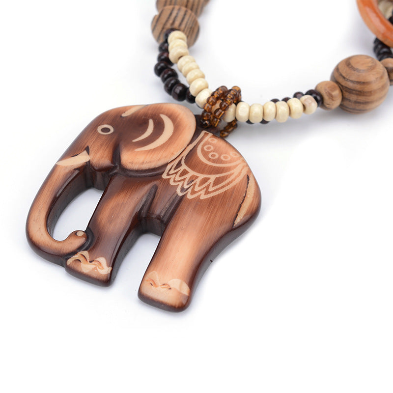 Fashion Accessories Sweet Wild Small Fragrance Wood Long Necklace Clothes Small Elephant Pendant Female Jewelry Ornaments