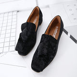 Spring and Summer Casual Women's Shoes Fashion Square Head Beef Tendon Bottom Women's Suede Shoes