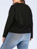 Plus Size Long Sleeve Sweater Round Neck Lace Sweater