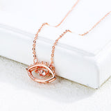 Copper Plated Jewelry Evil Eye Pendant Rose Gold Zircon Clavicle Necklace
