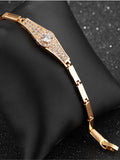 Classic Round Inlay 3A Zircon Copper Plated 18K Gold Bracelet