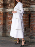 Cotton Lace Stitching V-neck Cutout Bohemian Dress