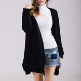 Long Sleeve Sweater Cardigan Solid Color Knit Sweater Loose Midi Jacket