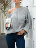 Large Pocket Sweater Thick Needle Pullover Loose Sweater