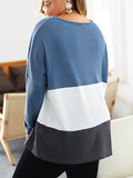 Plus Size Women's Long Sleeve Stitching Sweater