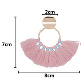 Semi-circular Fan-shaped Silk Cotton Tassel Big Earrings