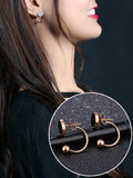 Circle Geometric Earrings Semi-circular U-shaped Hook Line Steel Ball Black Round Cake Earrings