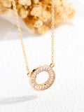 Circle Set With Diamond Necklace Copper Plated Short Section