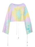 Original Design Autumn and Winter New Beam Mouth Short Tie Dyed Pullover Sweater Women