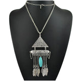 Autumn and Winter Sweater Chain Vintage Ethnic Wind Carved Leaves Tassel Necklace