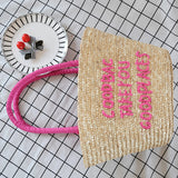 Summer Embroidered Letter Straw Bag