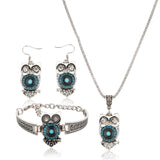 Fashion Three-piece Bracelet Earrings Necklace Owl Jewelry Set