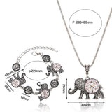 Vintage Elephant Necklace Bracelet Two-piece Set