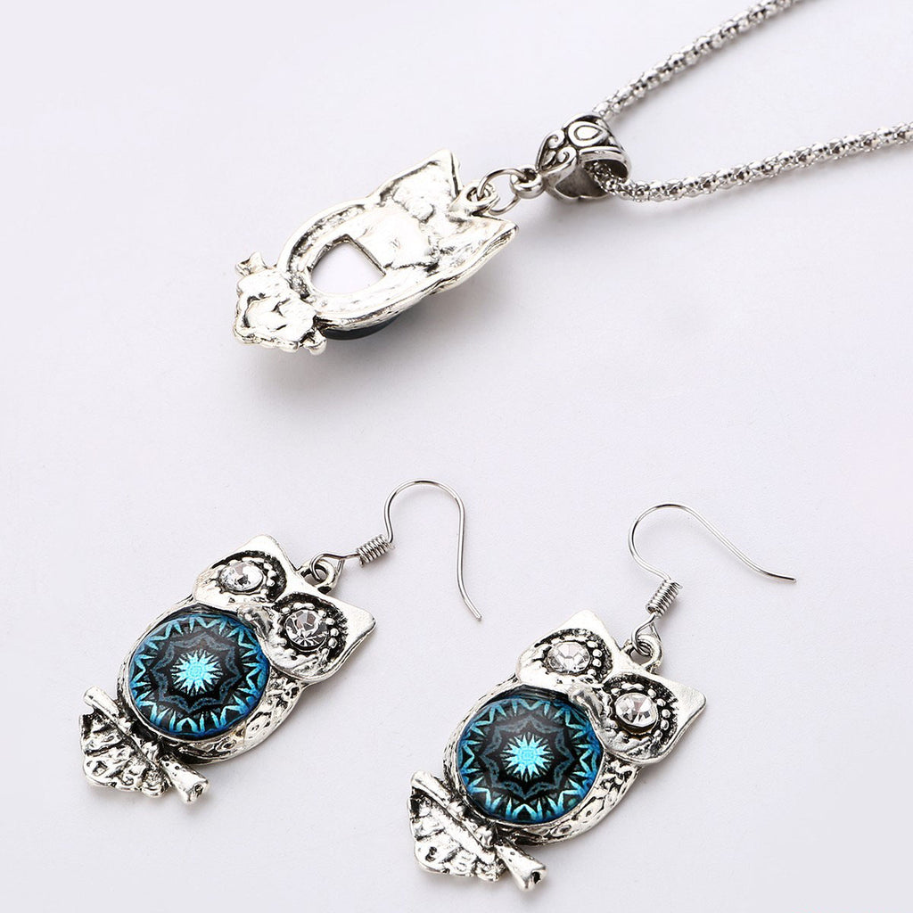 Fashion Three-piece Bracelet Earrings Necklace Owl Jewelry Set