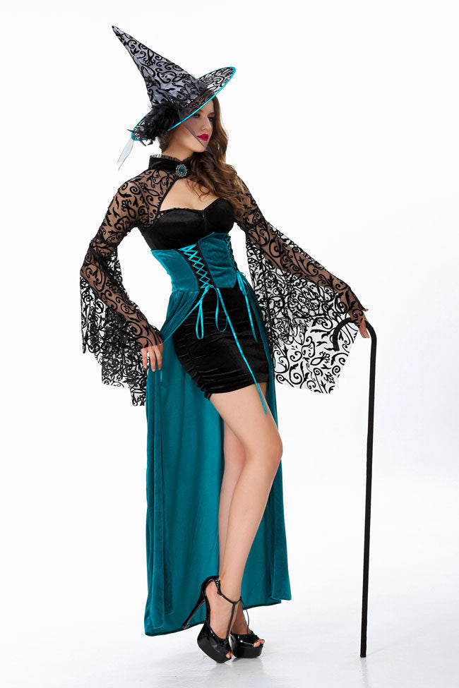 Halloween Adult Witch Costume Fairy Tales Female Sorcerer Slim Dress Nightclub Party Costume