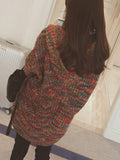 Knitwear Loose Large Size Color Flower Hooded Sweater