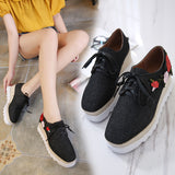 Summer Women's Shoes Thick-soled Tie Waterproof Platform Casual Shoes Embroidery Flower Square Head Single Shoes