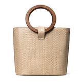 Personalized Custom Straw Women's Bag Vacation Beach Bag Khaki Bucket Bag Handbag Shoulder Slung