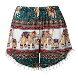 Ladies Sexy Elephant Print High Waist Beach Shorts