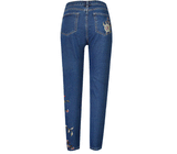 Embroidered High-rise Slim Women's Denim Cropped Trousers