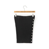 High Waist Button Knit Bodycon Skirt