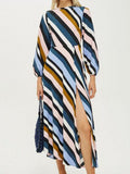Color Printed Diagonal Stripe Dress