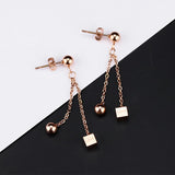 Fringed Square Round Long Earrings